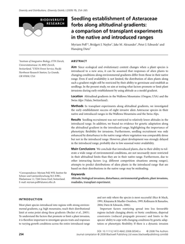 Seedling Establishment of Asteraceae Forbs Along Altitudinal Gradients: a Comparison of Transplant Experiments in the Native