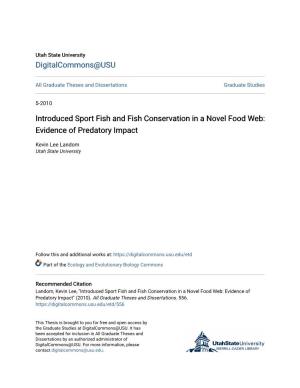 Introduced Sport Fish and Fish Conservation in a Novel Food Web: Evidence of Predatory Impact