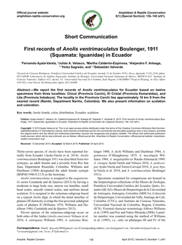 Short Communication First Records Of