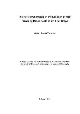 The Role of Chemicals in the Location Host Plants by Midge Pests of UK