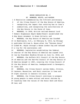 House Resolution 9 - Introduced