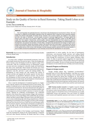 Study on the Quality of Service in Rural Homestay -Taking Shanli