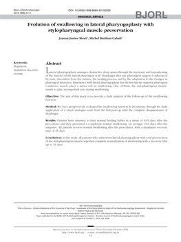 Evolution of Swallowing in Lateral Pharyngoplasty with Stylopharyngeal Muscle Preservation