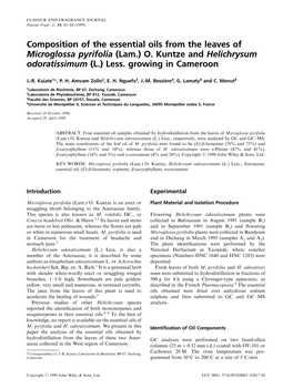 Composition of the Essential Oils from the Leaves of Microglossa Pyrifolia (Lam.) O