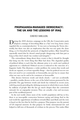 Propaganda-Managed Democracy: the Uk and the Lessons of Iraq