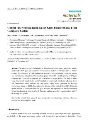 Optical Fiber Embedded in Epoxy Glass Unidirectional Fiber Composite System
