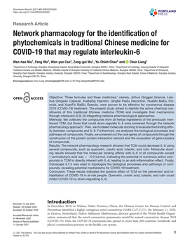 Network Pharmacology for the Identification of Phytochemicals In
