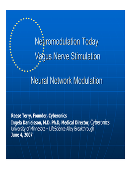 Neuromodulation Today Vagus Nerve Stimulation Neural Network