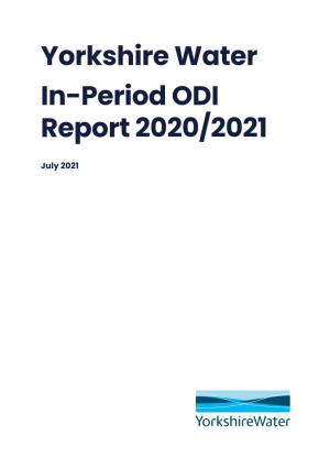 Yorkshire Water In-Period ODI Report 2020/2021