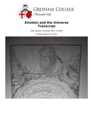 Einstein and the Universe Transcript