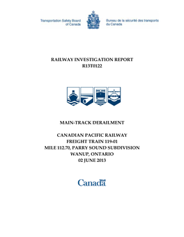 Railway Investigation Report R13t0122