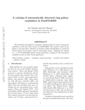 A Catalog of Automatically Detected Ring Galaxy Candidates in Panstarrs