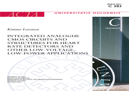 Integrated Analogue Cmos Circuits and Structures for Heart Rate Detectors and Other Low-Voltage, Low-Power Applications