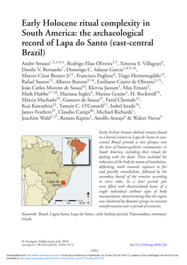 The Archaeological Record of Lapa Do Santo (East-Central Brazil) André Strauss1,2,3,4,∗, Rodrigo Elias Oliveira3,5, Ximena S