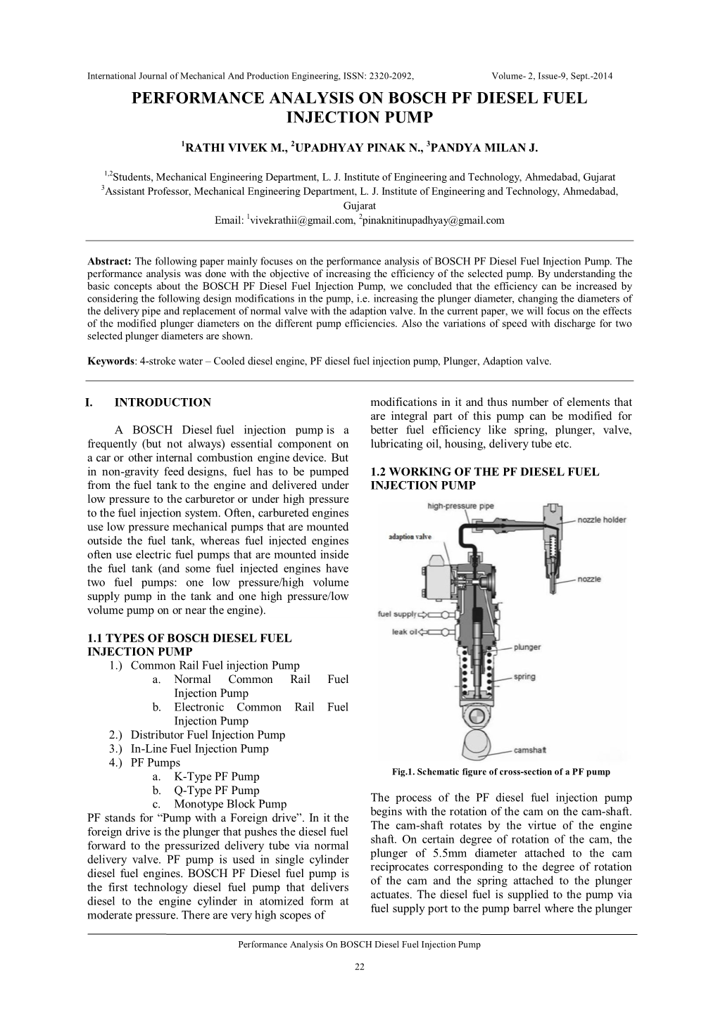Performance Analysis on Bosch Pf Diesel Fuel Injection Pump