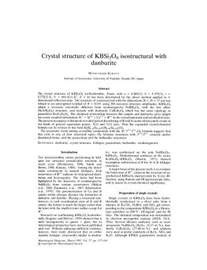 Crystal Structure of Kbsi30g Isostructural with Danburite