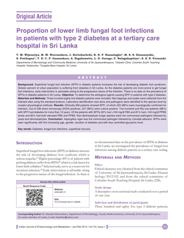 Proportion of Lower Limb Fungal Foot Infections in Patients with Type 2 Diabetes at a Tertiary Care Hospital in Sri Lanka
