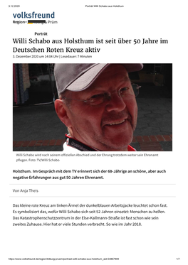 Willi Schabo Aus Holsthum Ist Seit Über 50 Jahre Im Deutschen Roten Kreuz Aktiv 3
