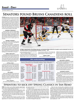 Senators Pound Bruins Canadiens Roll
