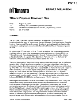 REPORT for ACTION Tocore: Proposed Downtown Plan