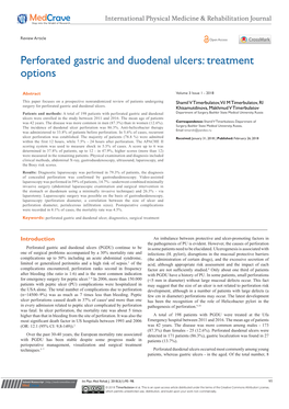 Perforated Gastric and Duodenal Ulcers: Treatment Options