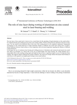 The Role of Zinc Layer During Wetting of Aluminium on Zinc-Coated Steel in Laser Brazing and Welding