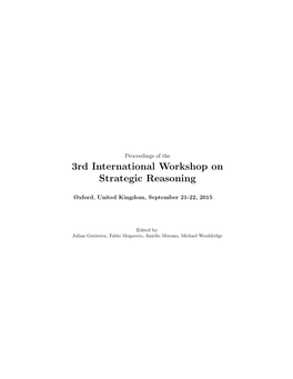 3Rd International Workshop on Strategic Reasoning