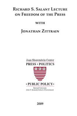 Richard S. Salant Lecture on Freedom of the Press with Jonathan Zittrain