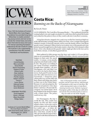 Costa Rica: Letters Booming on the Backs of Nicaraguans