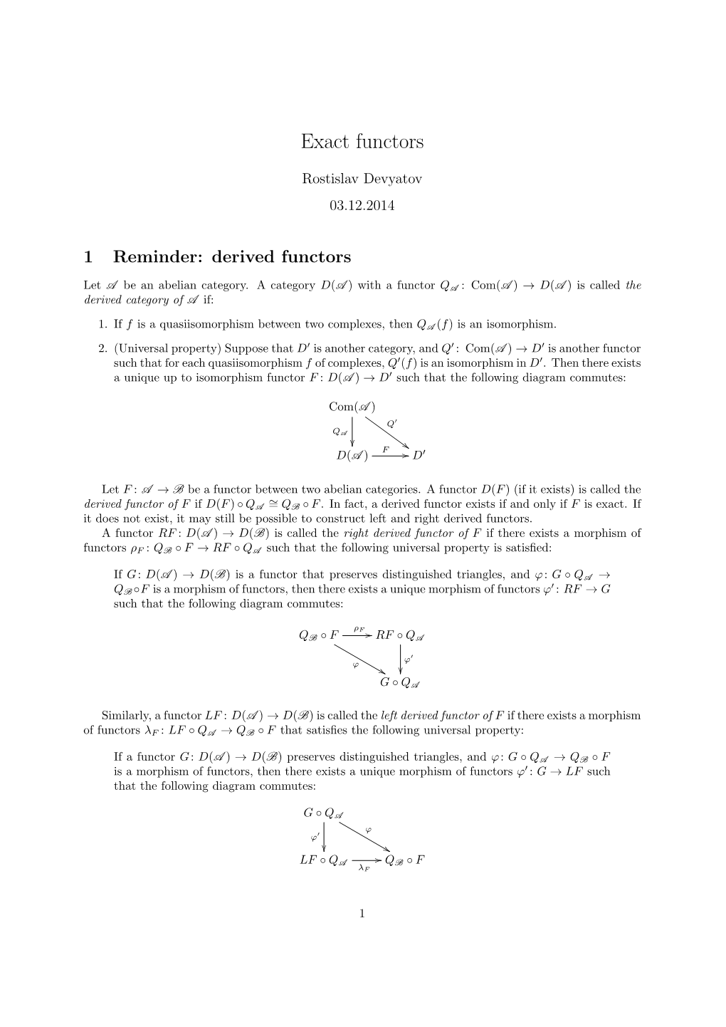 Exact Functors