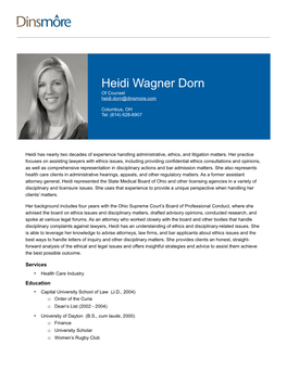 Heidi Wagner Dorn of Counsel Heidi.Dorn@Dinsmore.Com