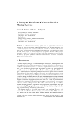 A Survey of Web-Based Collective Decision Making Systems
