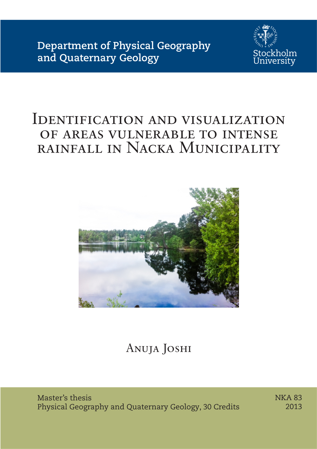 Identification and Visualization of Areas Vulnerable to Intense Rainfall in Nacka Municipality