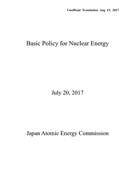 Basic Policy for Nuclear Energy(PDF: 218KB)