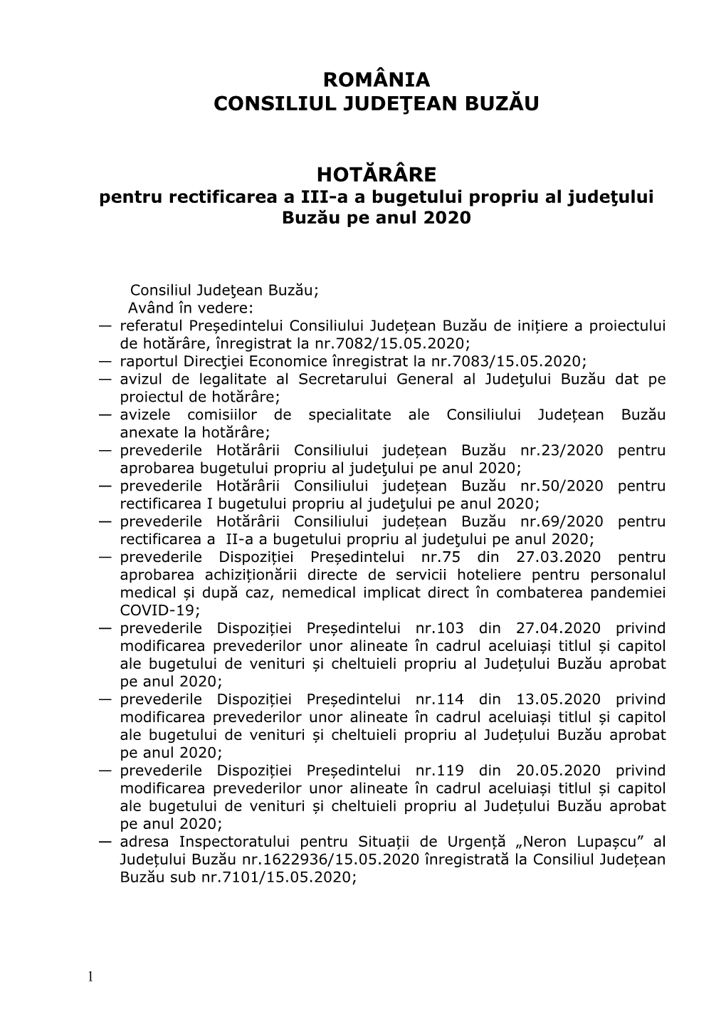 Hotărârea Nr. 79/2020