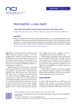 Neurosyphilis: a Case Report