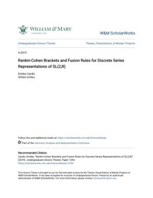 Rankin-Cohen Brackets and Fusion Rules for Discrete Series Representations of SL(2,R)