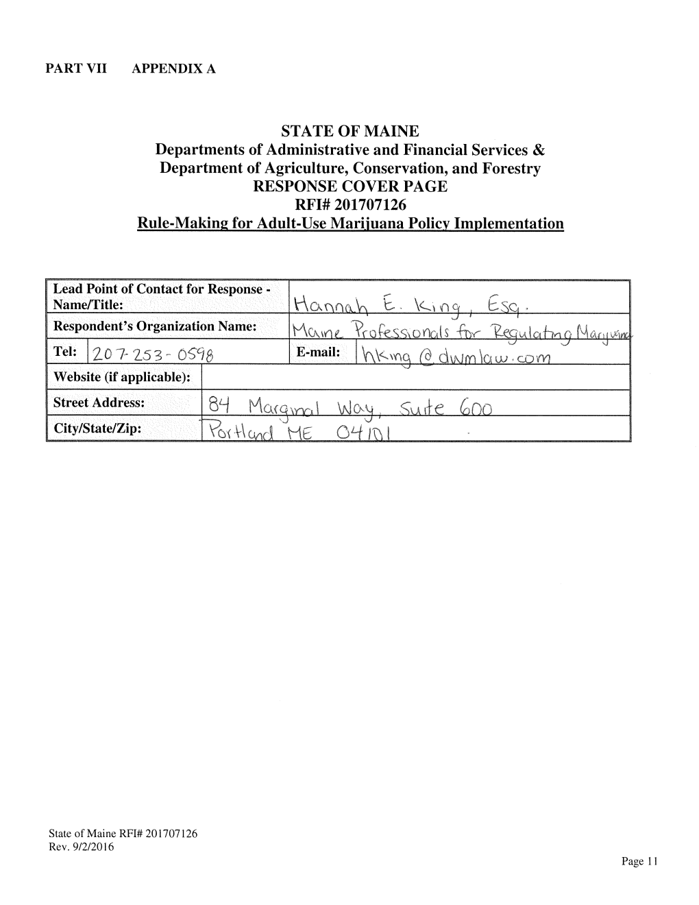 STATE of MAINE Departments of Administrative and Financial