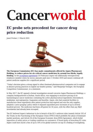 EC Probe Sets Precedent for Cancer Drug Price Reduction
