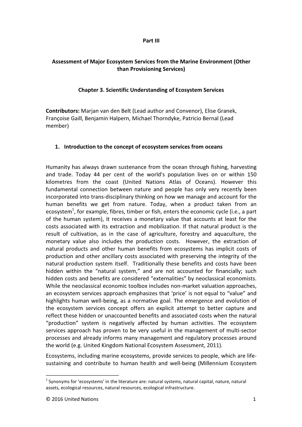 Chapter 3 Scientific Understanding of Ecosystem Services
