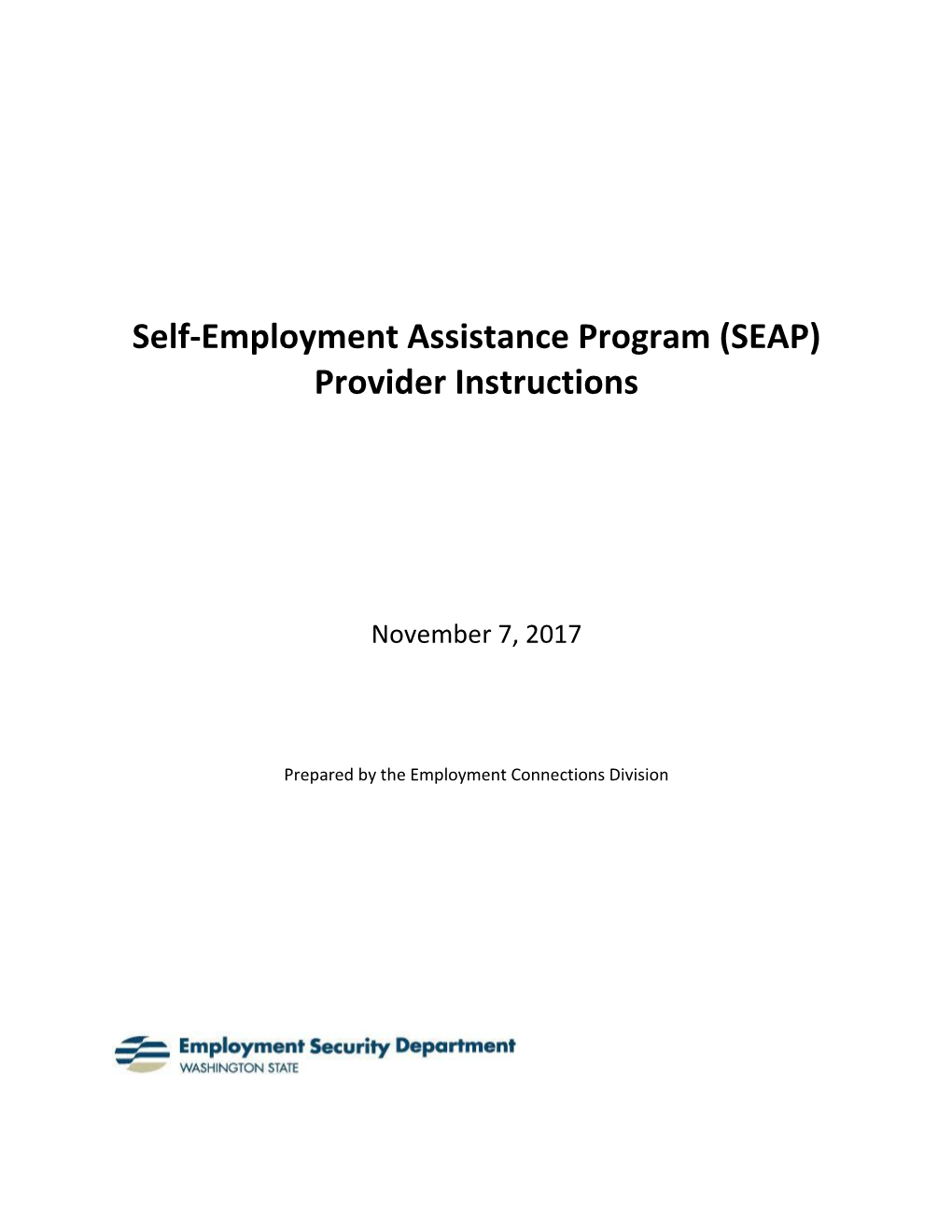 Self-Employment Assistance Program (SEAP) Provider Instructions