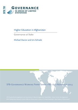 Higher Education in Afghanistan Governance at Stake