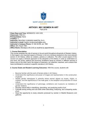 ARTH301: M01 WOMEN in ART Fall 2019
