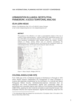 Urbanization in Luanda: Geopolitical Framework