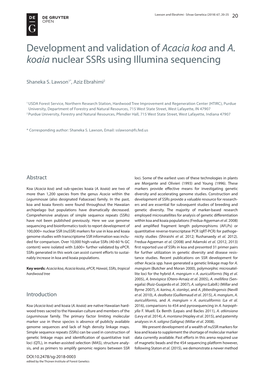 Development and Validation of Acacia Koa and A. Koaia Nuclear Ssrs Using Illumina Sequencing