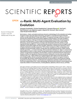 Α-Rank: Multi-Agent Evaluation by Evolution