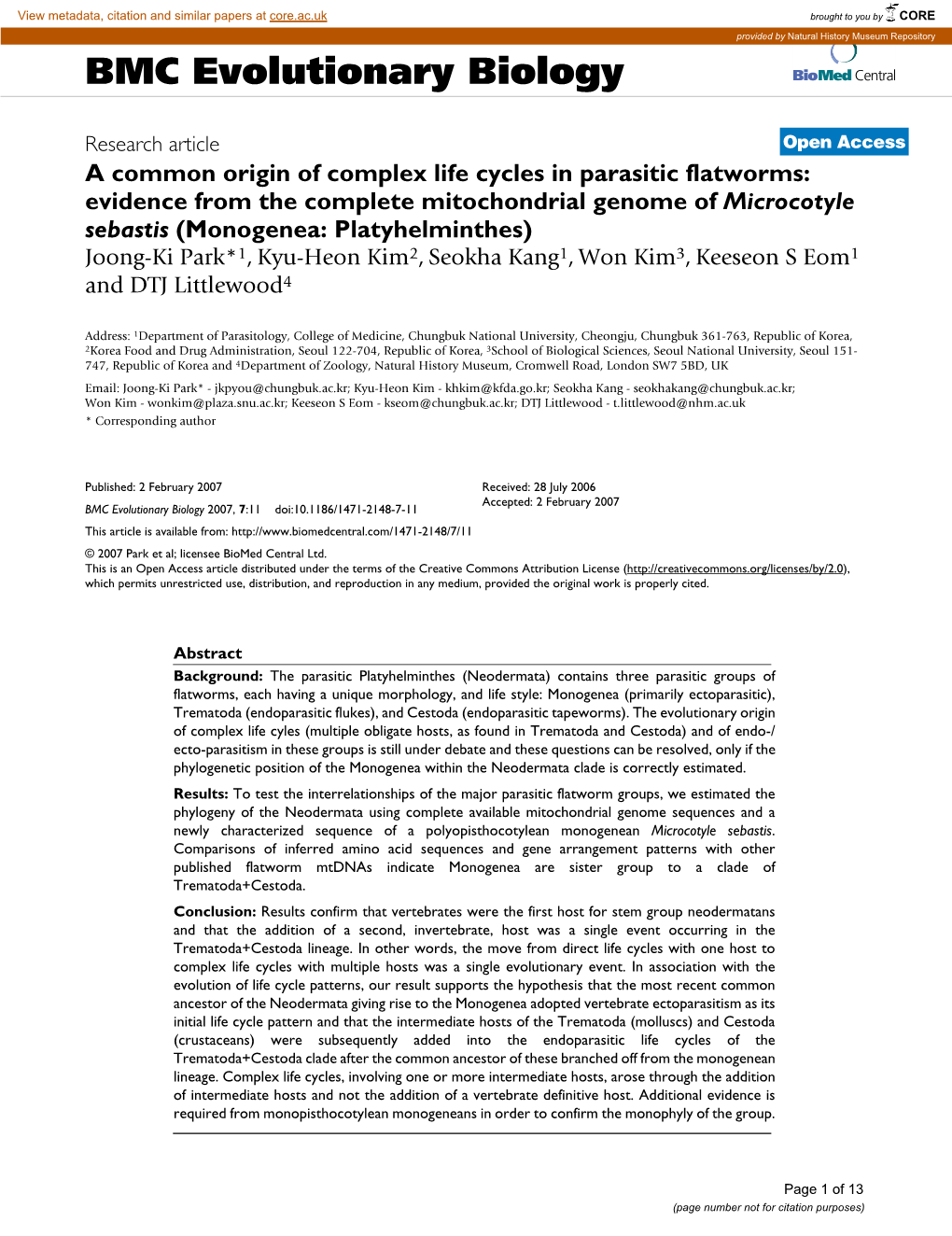 BMC Evolutionary Biology Biomed Central