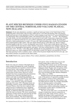 Plant Species Richness Under Pinus Radiata Stands on the Central North