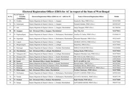 Electoral Registration Officer (ERO) for AC in Respect of the State of West Bengal No