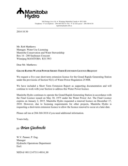 Grand Rapids GS Short Term Extension Licence Request (2014